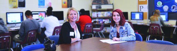 [PIC] Hyde Park CSD Superintendent Dr. Greer Rychcik, and CTI graphic design student Angelica Peterson