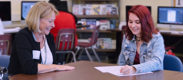 [PIC] Hyde Park CSD Superintendent Dr. Greer Rychcik, and CTI graphic design student Angelica Peterson