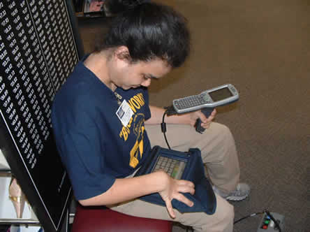 student using assistive technology