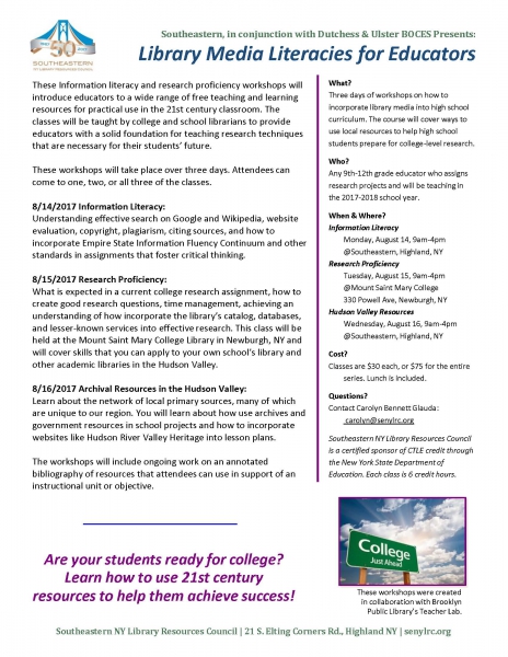 Library Media Literacies for Educators flyer