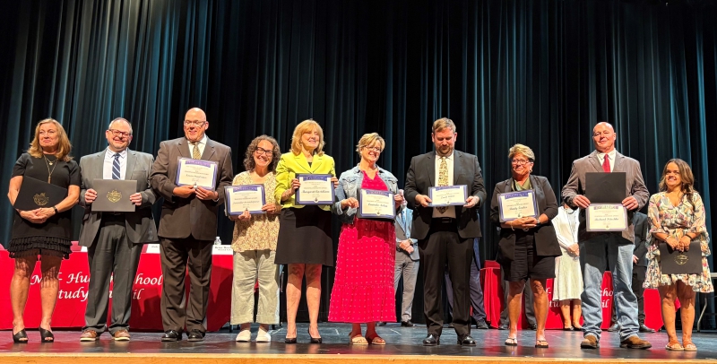 Richard Petschko, second from left, was one of 12 teachers honored with a Teaching Excellence Award from the Mid-Hudson School Study Council in May.