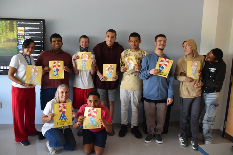 Resilience Academy students in the Pegasus program created American flag ribbons in honor of 9/11