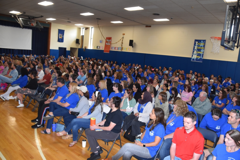 Dutchess BOCES teachers, administrators and support staff gather for the end-of-year Employee Recognition Ceremony in the Salt Point Center gym.