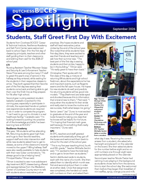 Cover of September Spotlight featuring photos from the first day of classes at each school