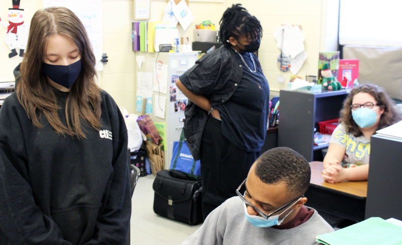 Cosmetology students Emma MacDermott (left), and Laila Plant (right) at Pegasus.