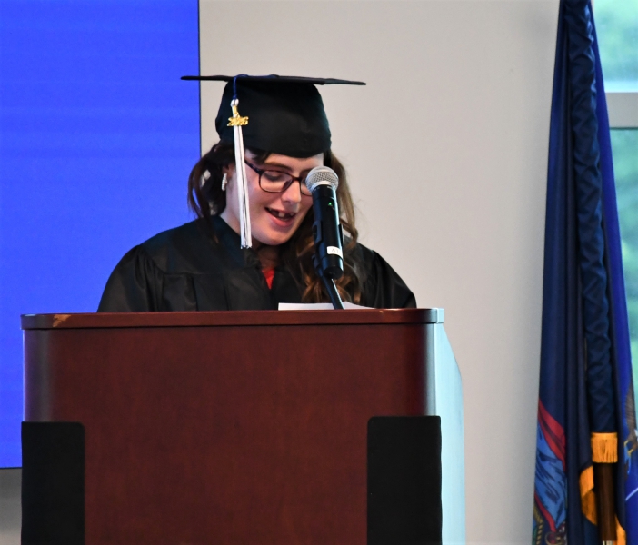 Graduate Kalene Marsh delivers a speech during the ceremony.