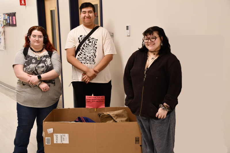Alexandra Varble, Christopher Lopez and Christina Leone are leading the efforts of the student government on a food and clothing drive