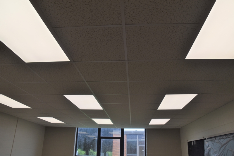 New ceiling tiles and lighting are being installed in all classrooms at Salt Point Center.