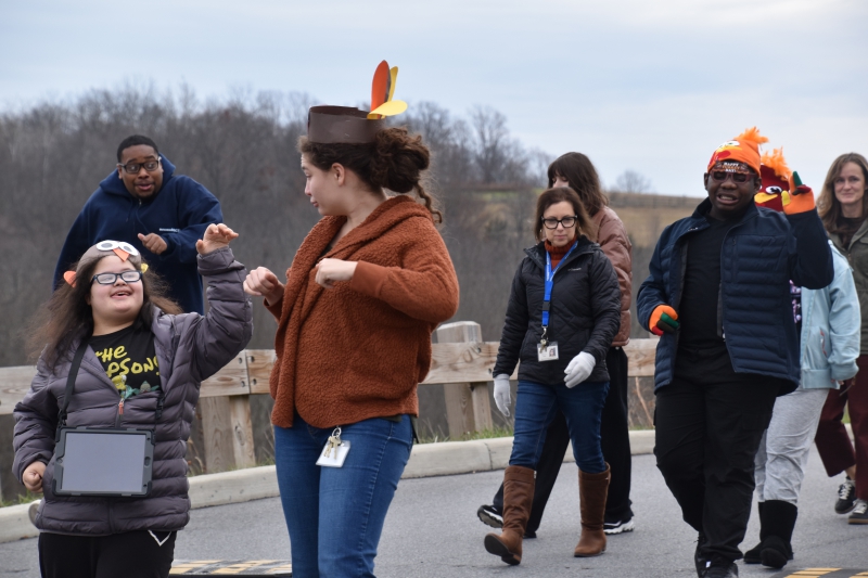 Resilience Academy staff and students participate in a Turkey Trot on Tuesday, Nov. 25, 2025.