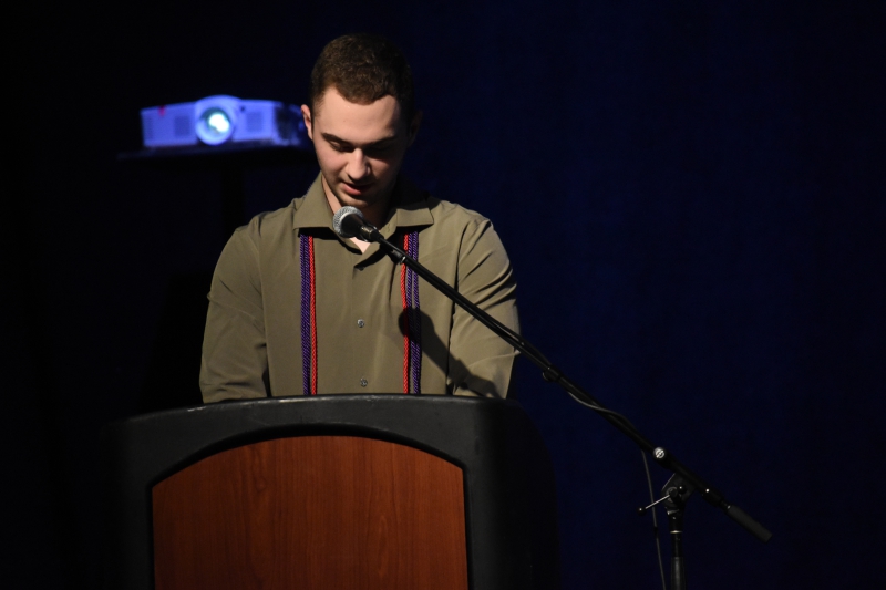Salutatorian Erik Berg speaks at the event.
