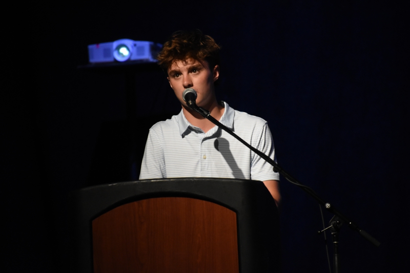 Valedictorian Macklin Boyd gives his address at the ceremony.