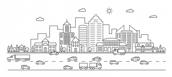 [PIC] Line drawing of cityscape and traffic