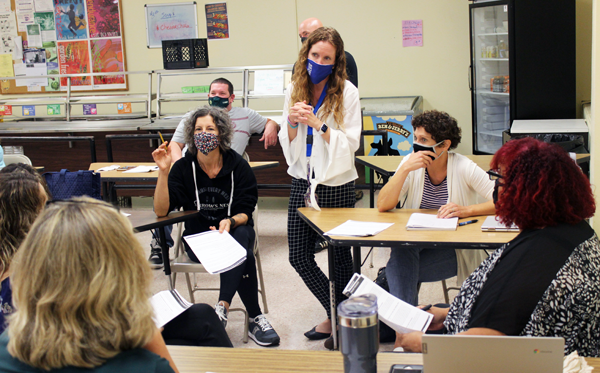 [PIC] Alternative High School Principal Erin Piquet Meets With Her Staff In Person To Discuss The New School Year