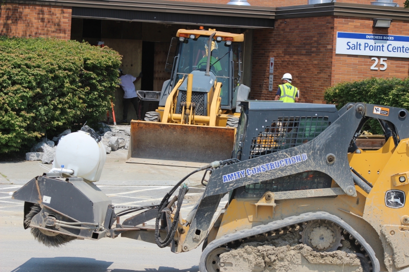 Work has begun on a new vestibule for Salt Point Center.